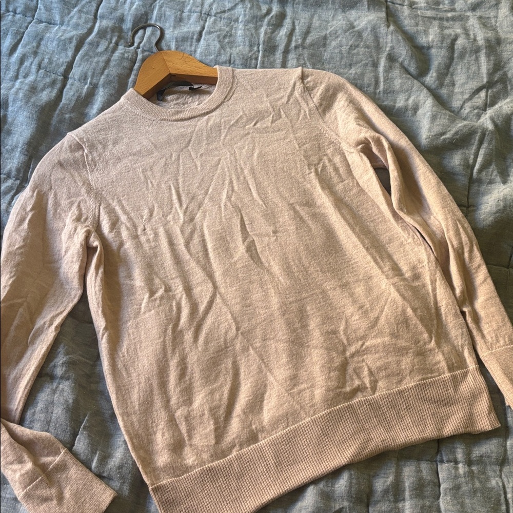 Jenni Kayne Light Pink Crewneck Sweater Merino Wool *flaw*